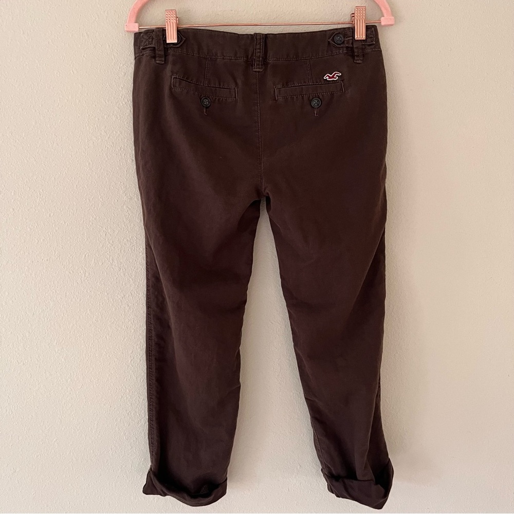 Vintage Y2K Hollister Linen Cargo Capri Pants XS Brown Low Rise Preppy - Picture 5 of 11